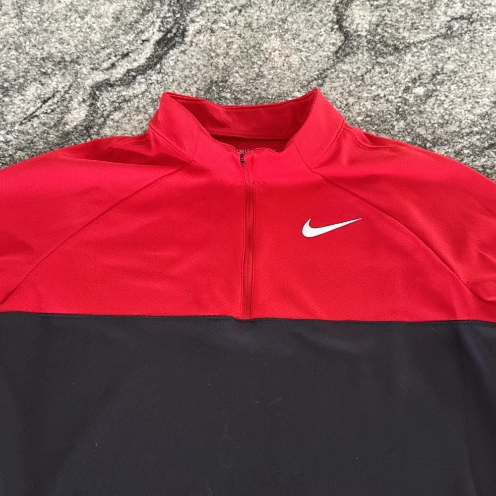 Nike Golf‎ DRI Fit Men's L Red Black 1/4 Zip Pullover Sweater 888563-657 #570